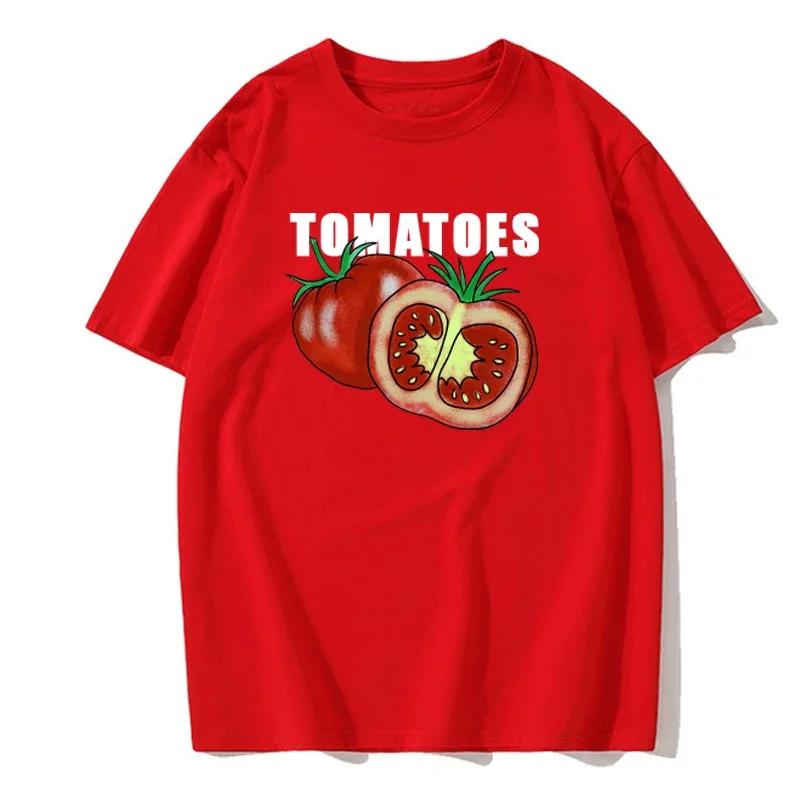 Summer Fashion Tomato Retro Men's English Letters 100% Cotton Round Neck High Quality Casual Fitness Street European T-Shirt
