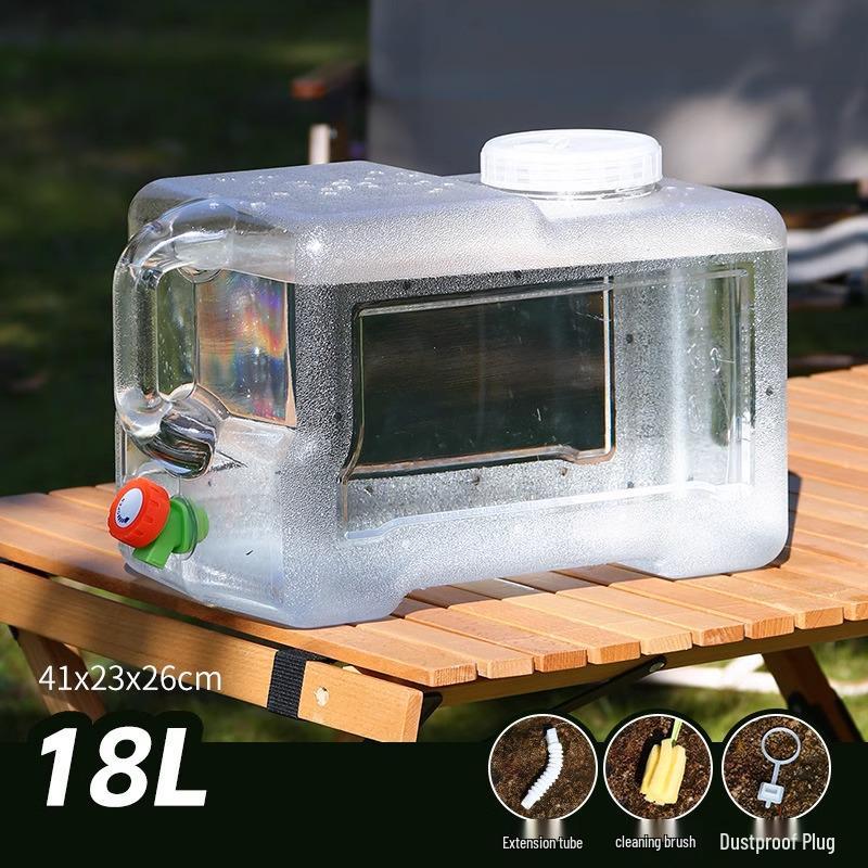 Großer transparenter Outdoor-Wassertank mit Hahn für Auto Reisen und Selbstfahrertouren.