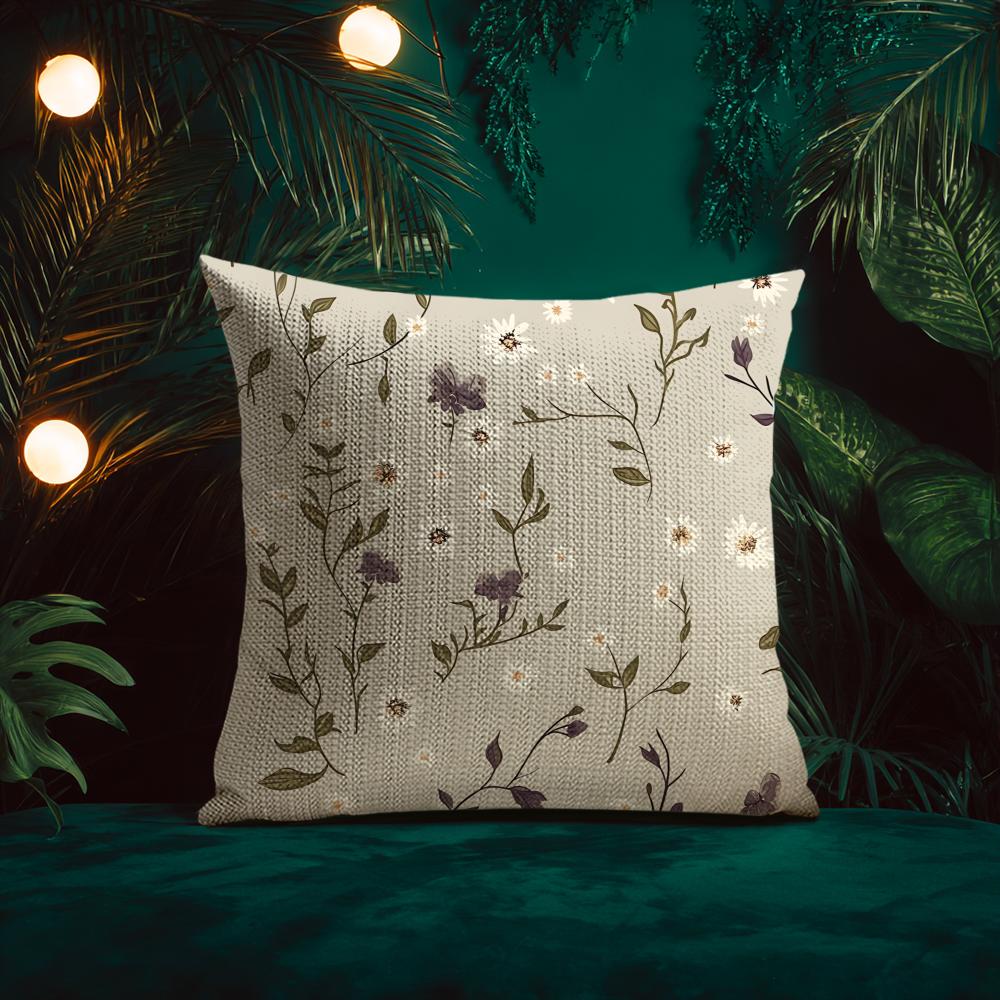 Retro Floral Classical Elegant Style Cushion Cover Silky Elegant Comfort Sofa Bed Invisible Zipper Beach Pillowcase