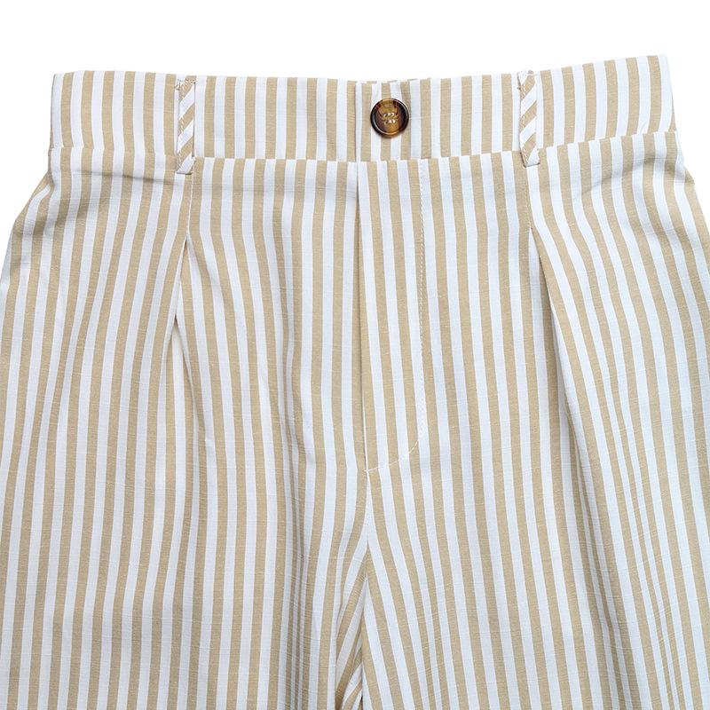 TIFICY Women's Fashion Casual Summer Spring Stripe Print Sleeveless V-Neck Trousers Pants Suits