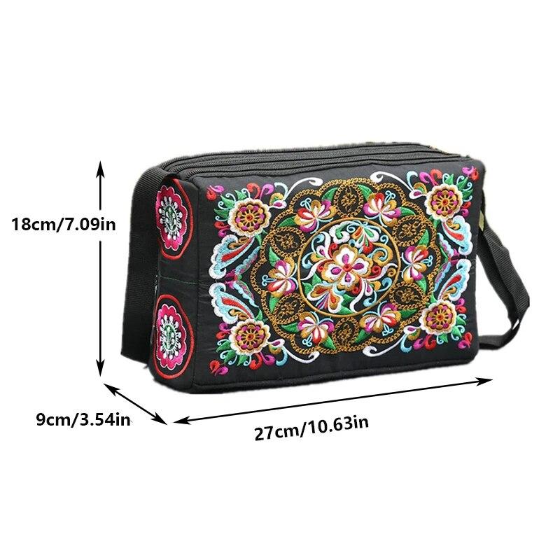 1PC Women's Embroidered Flowers Nylon Crossbody Bag Ladies Luxury Large Capacity Travel Shoulder Bags