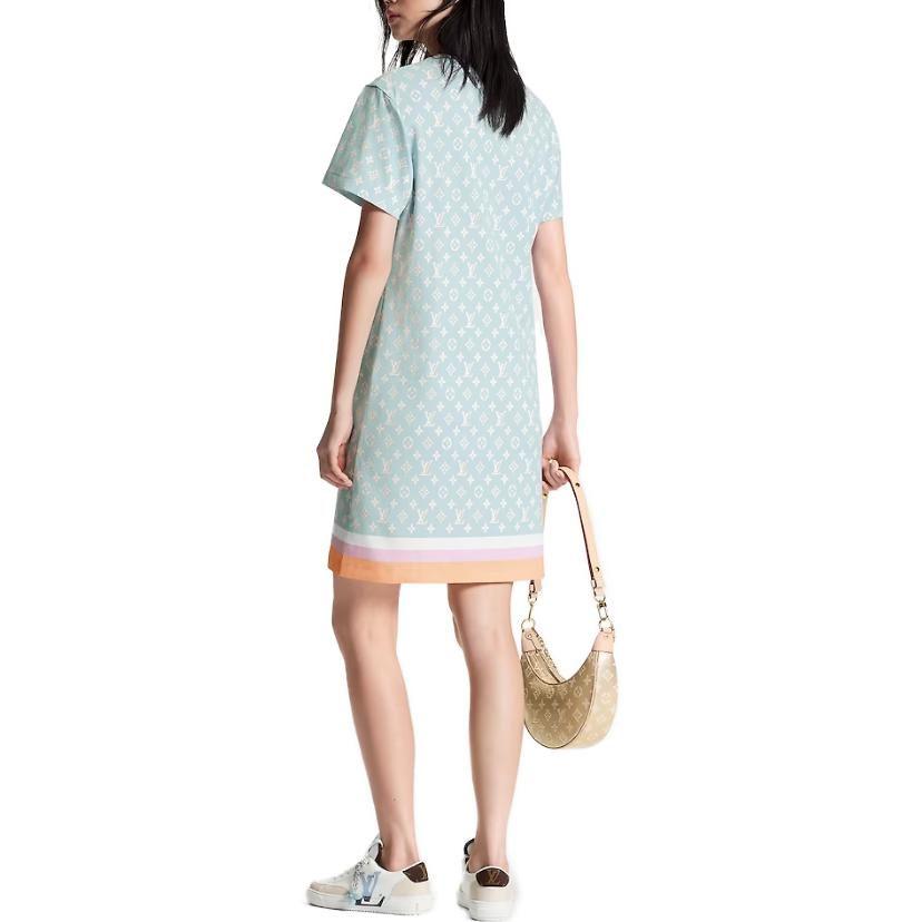 Louis Vuitton FW23 Short Sleeved Dress Women's Blue 1ABYHV