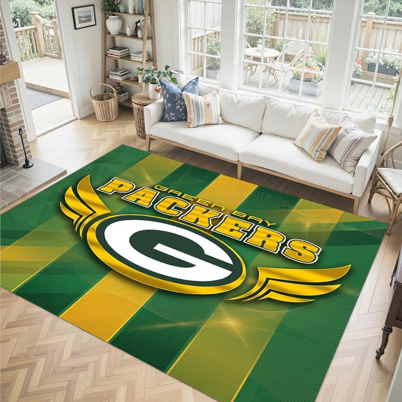 Tappeto in Velluto Cristallo Design Green Bay Packers Accogliente Non?Tappeto Stampato Antiscivolo per Camera da Letto Soggiorno Ingresso