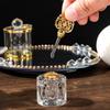 Glass Incenses Holder Set With Golden Arabic Pattern Flower Burners And Mirrored Tray Jar Tongs Spiritual Gathering Kits