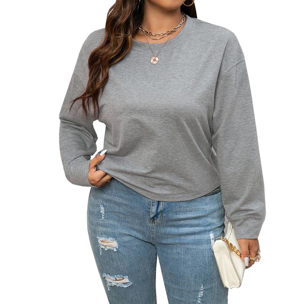 Plus size women's casual minimalist T-shirt, spring/summer sneaky backless design top