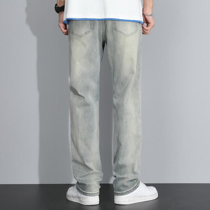 JEEP Men's Loose Straight Fit Elastic Denim Jeans