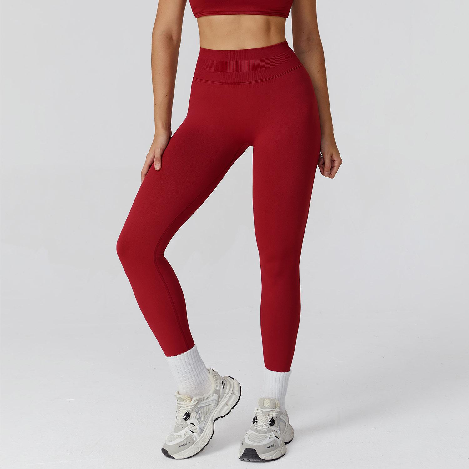 

High-Waisted Ruched Peach Yoga Pants for Outdoor Running & Fitness L