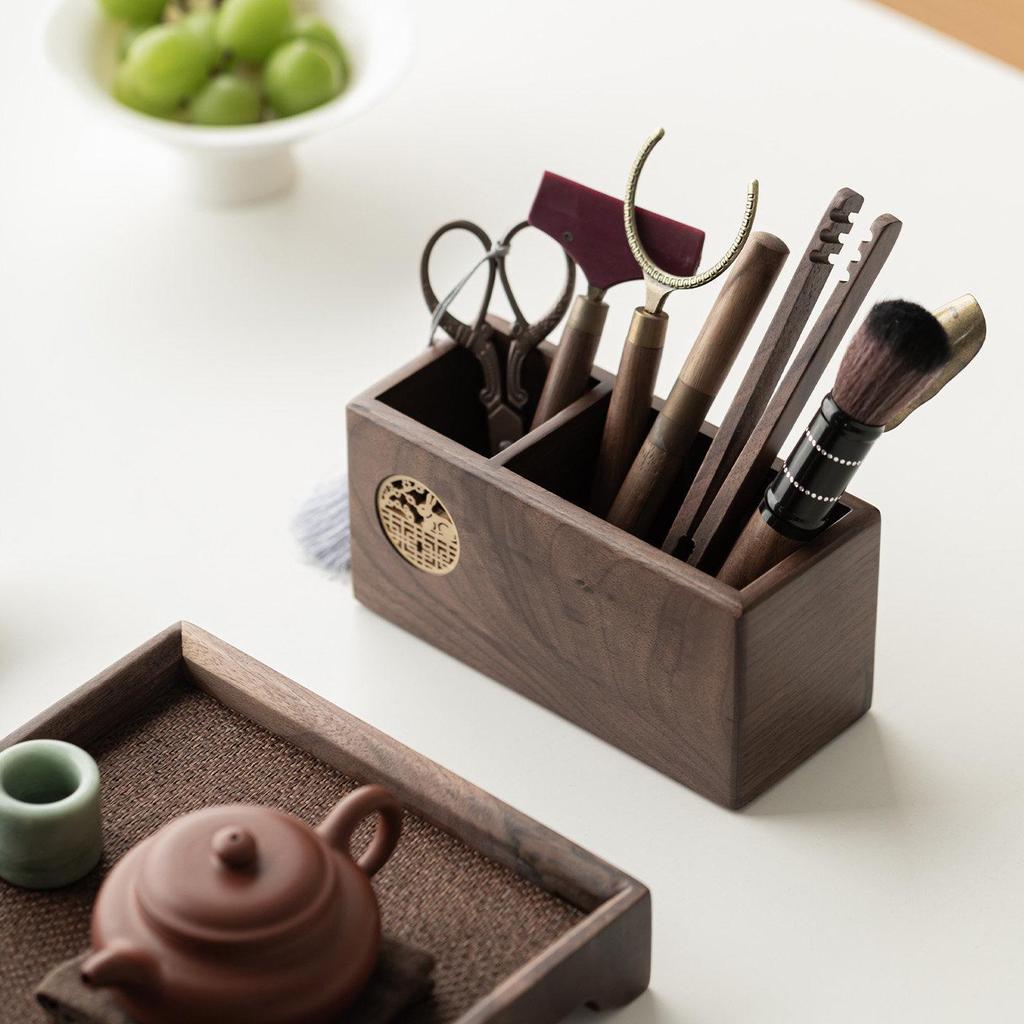 Walnut Wood Tea Ceremony Set: Kung Fu Tea Accessories - Tea Knife, Tea Tongs & Brewing Tools.