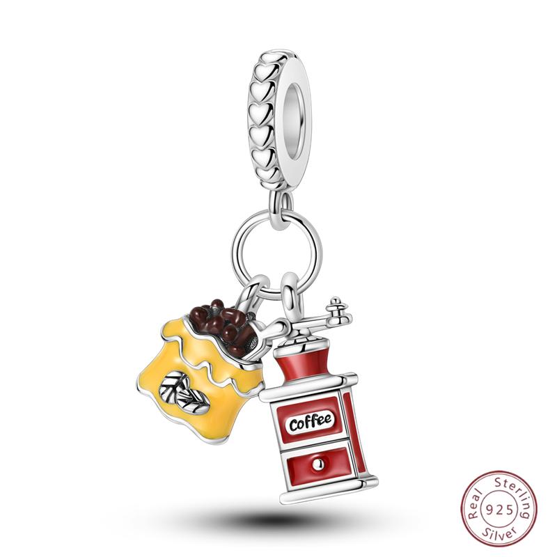 Copper Beaded Pendant Shiny Zircon Dessert Donut For Original 3Mm Bracelet Ladies Fine Jewelry