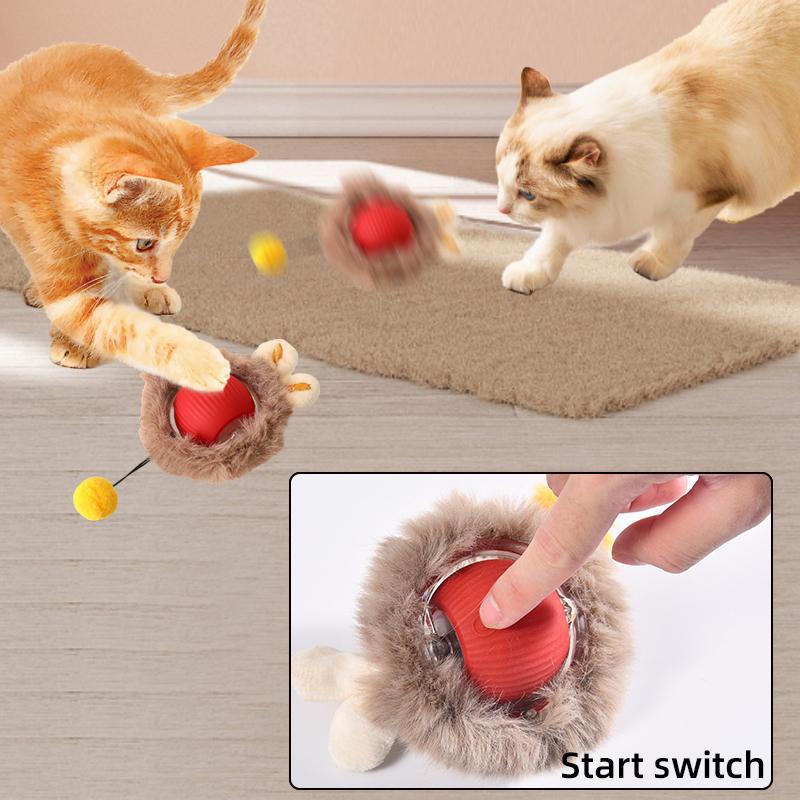 Smart Interactive Cat Toys Ball Fast Rolling In Pouch Hide and Seek Kitten Toy Motion Activated Interactive Cat Toy for Indoor