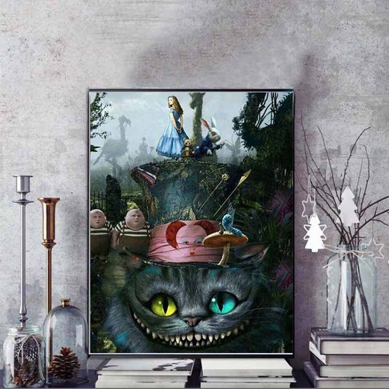 Disney Diamond Painting Alice in Wonderland Fantasy Group Portrait Illustration 5D Diamond Painting Art Embroidery Cross Stitch Room Decoration