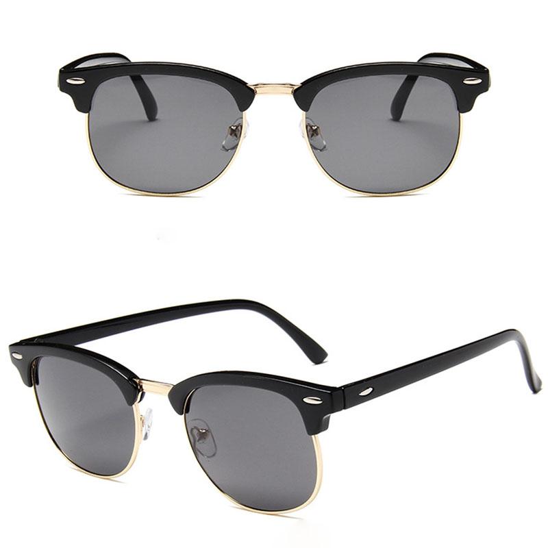 2PCS Classic Half Frame Sunglasses Men Women Fashion Sunglasses Male Rivet Popular Driving Eyewear