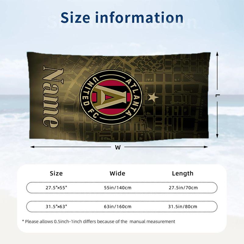 Atlanta United Custom Name Printed Beach Towel Personalized Soft Towel For Swimming Beach Travel