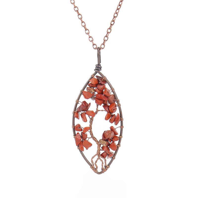 Temu Valence Handcrafted Tree of Life Leaf Necklace N03