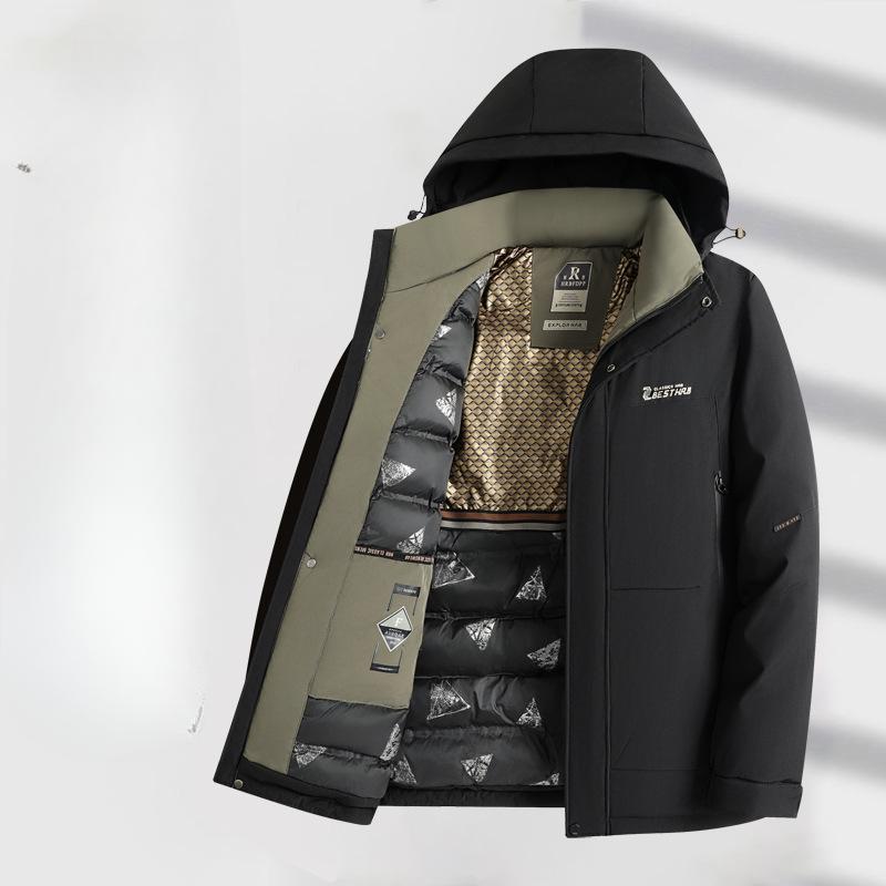 Осенне-зимняя съемная флисовая утолщенная теплая куртка среднего возраста с хлопковой подкладкой L чёрный