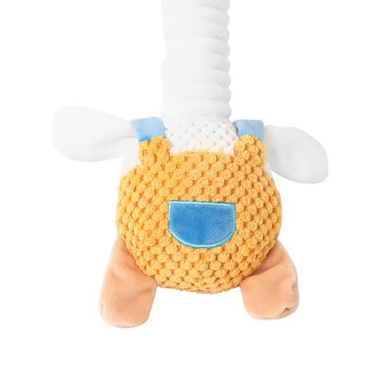 Pet Toy Extended Neck Chicken Design Plush Dog Toy Tug-of-War Soft Elastic Chewing Toy with Squeaky Sound Puppy Teething Relief Interactive Small Dog