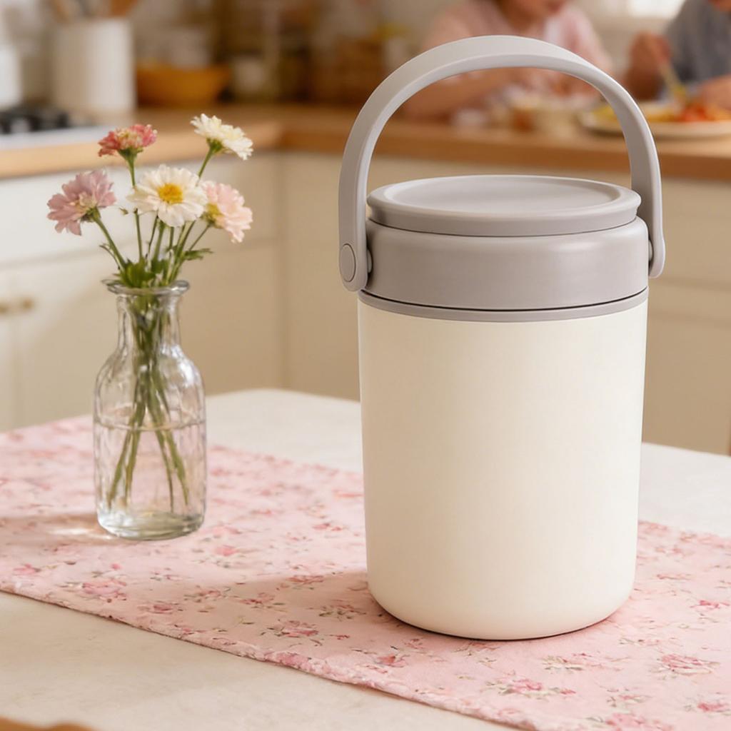 Insulated Soup Cup Stainless Steel Foldable Handle Portable   Food Storage Container for School