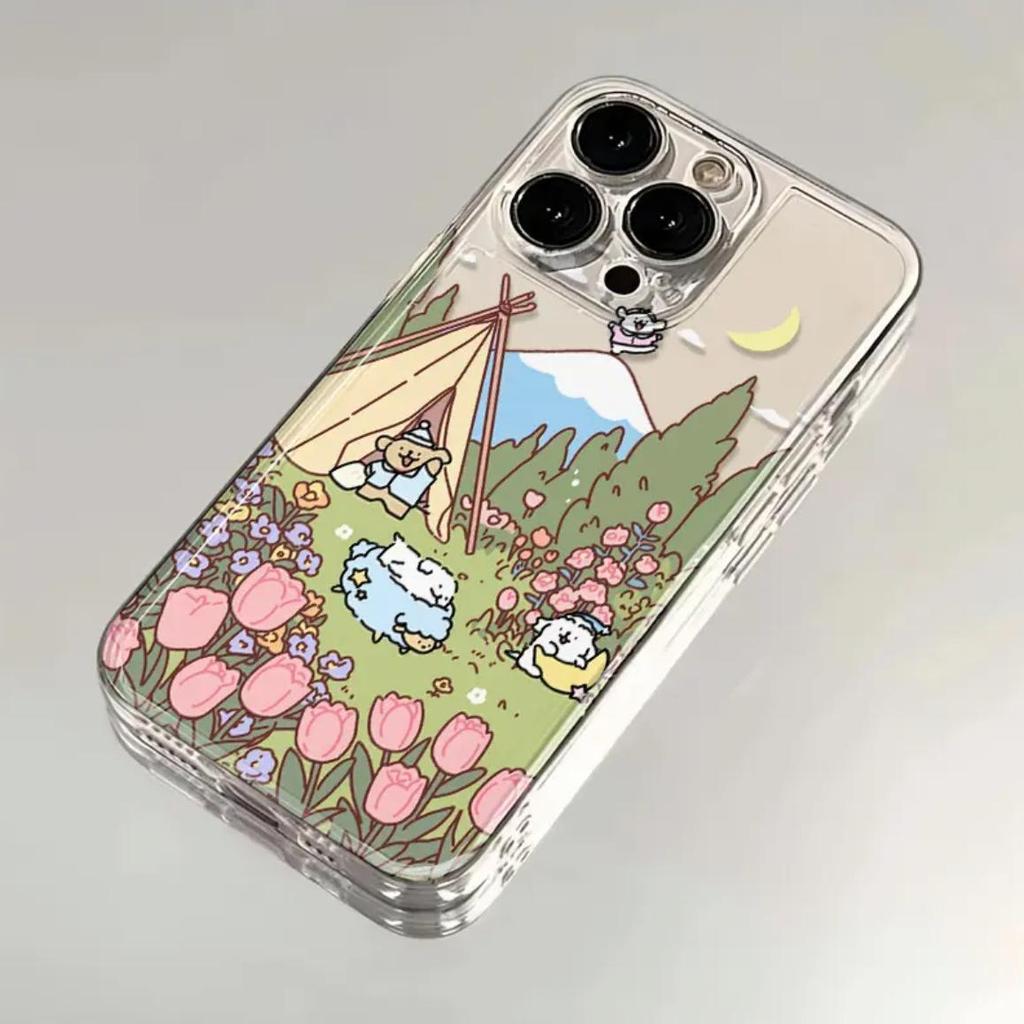 Cute Teddy Bear Doll Phone Case For iPhone 11 12 13 14 15 16 Pro Max 7 8 Mini Plus SE X XS XR Clear Funda