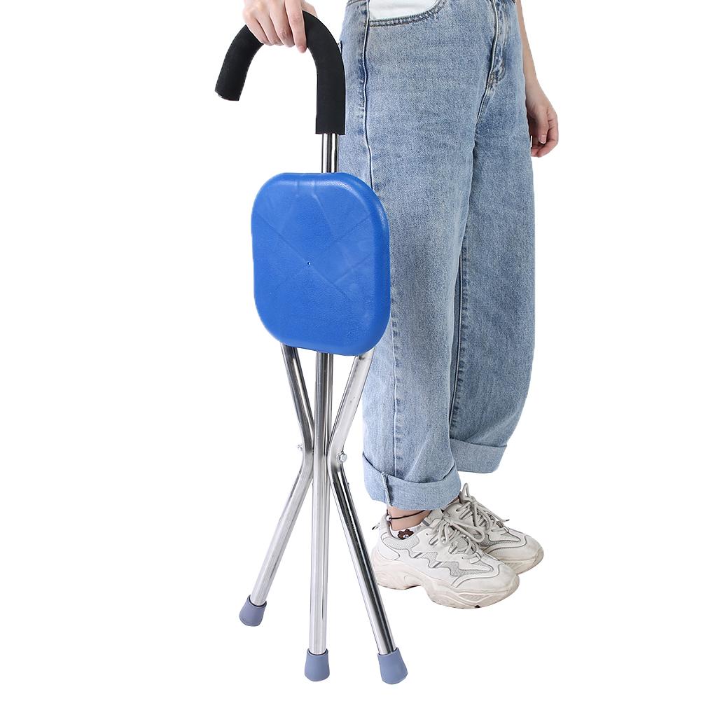 Folding Walking Stick Tripod Stool Stainless Steel Thickening Elderly Walking Cane