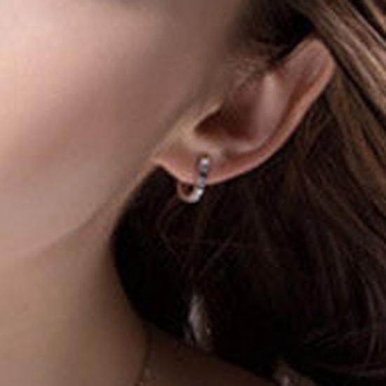 1 Pair Earrings Studs Luxury White Silver Plated Harp White Gemstones Hoop Earrings for Daily Life