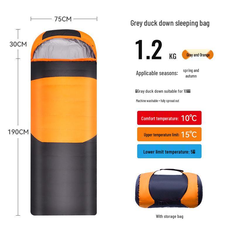 

Adult Lightweight Down Sleeping Bag - Warm, Portable, for Autumn/Winter Camping 210x80 cm