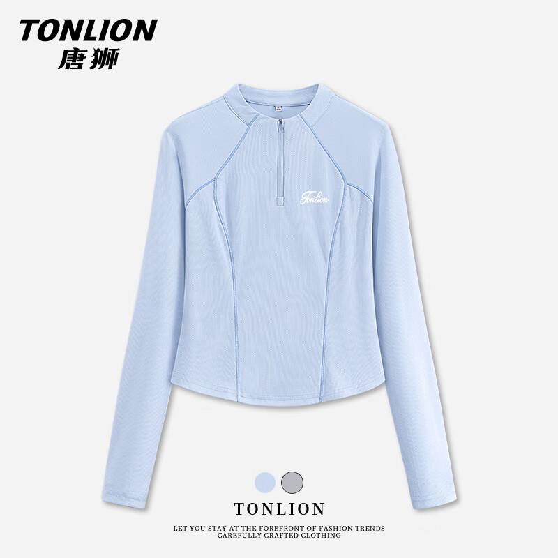 TonLion Women s Quick-Dry Slim Fit Half-Zip Long Sleeve Sports Top M