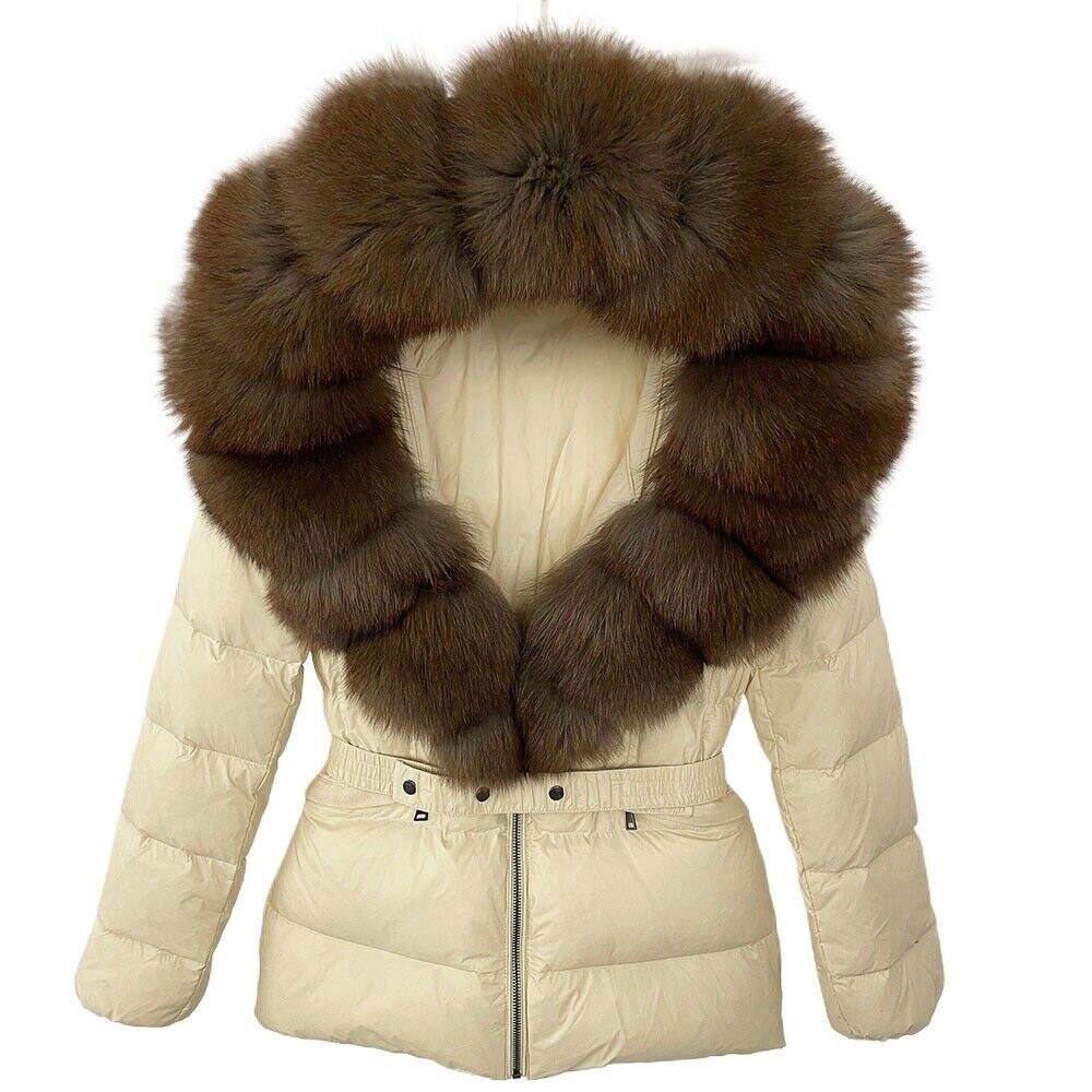 OFTBUY Winter Jacket Women's Real Raccoon Fox Fur White Duck Down Coat Thick Warm