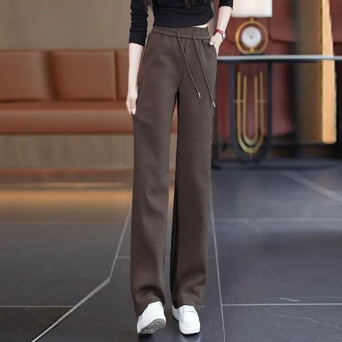 

Women s Narrow-Wide Leg Elastic Waist Drawstring Pants - Versatile Casual Drape Sports Style for Autumn/Winter XXXL