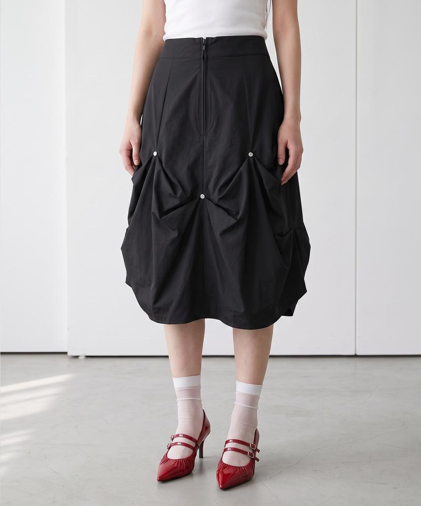Dilettantism Rivet Drape Cocoon Skirt (Bk)