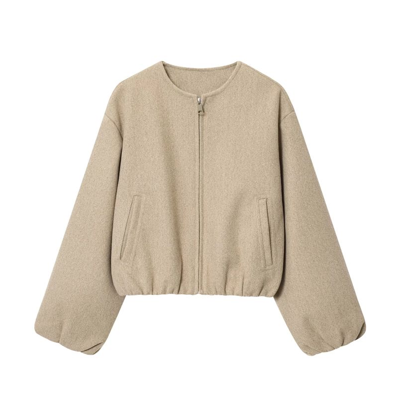 Fall New Women's Clothing French Round Neck Zipper Soft Pilot Jacket Outwear 3046070 3046264