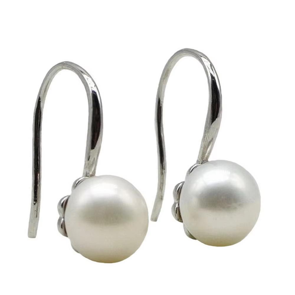 Women's Earrings Round Natural Freshwater Pearl Pendant Small Earrings Fashion Accessories