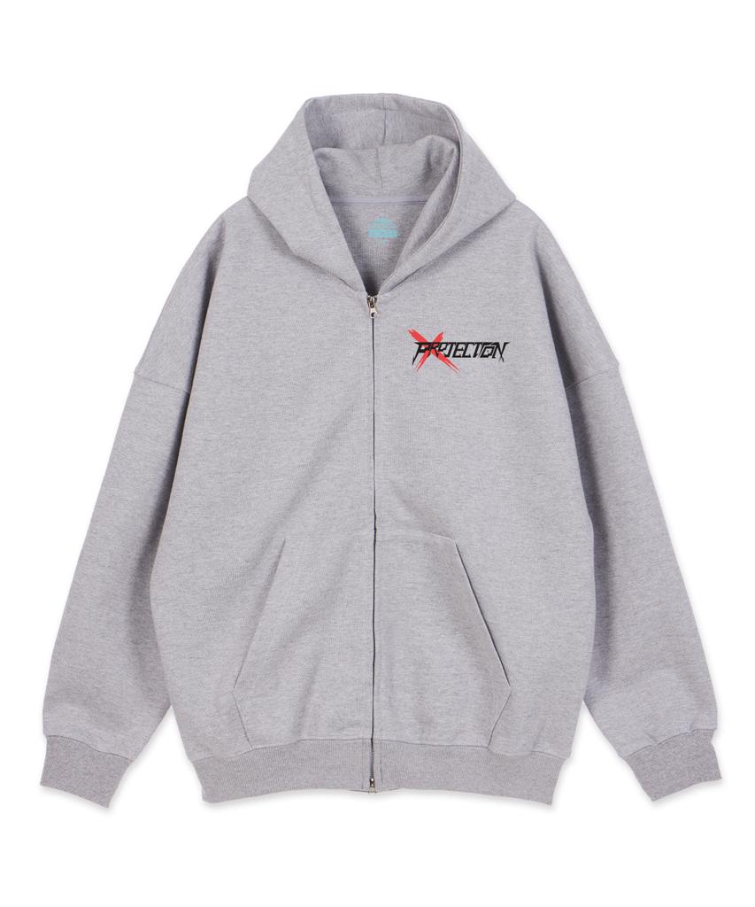 Astral Projection Projection X Overfit Wide Shoulder Zip-Up Hoodie_Melange