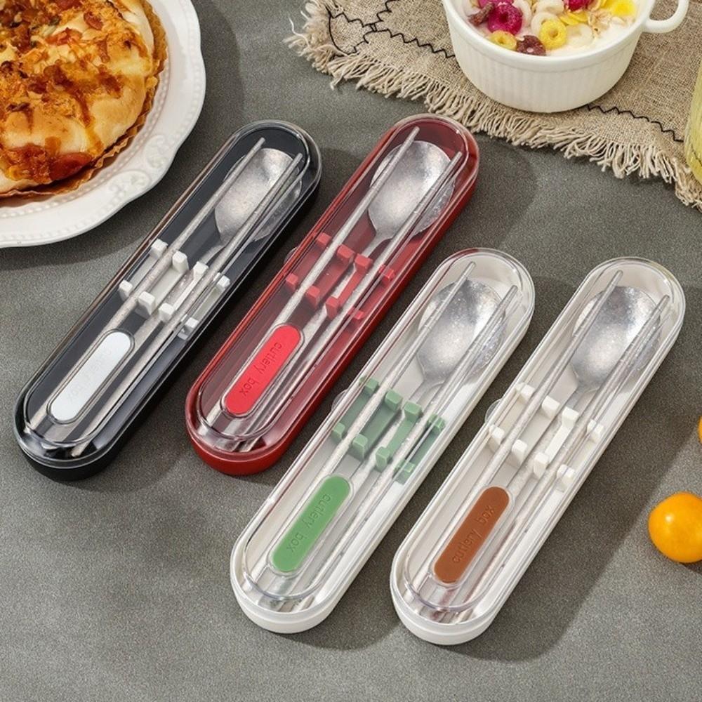 2 in 1 Student Cutlery Lightweight Camping Spoon Tableware Travel Flatware  Kitchen Accessories