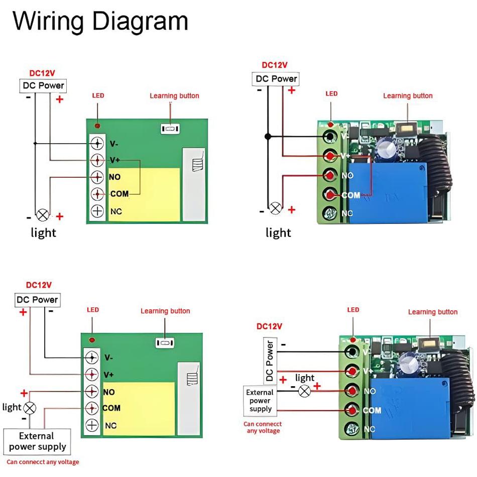 433Mhz Universeller Drahtloser Fernbedienungsschalter DC 12V 1CH Relais Empfängermodul RF Sender Momentary Toggle Latch für Tor