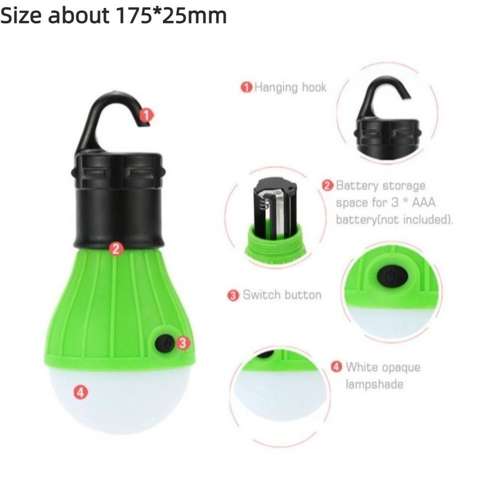 LED Outdoor Camping Lantern ABS Mini Camping Light Durable Hanging Tent Lamp Light Bulb  Fishing