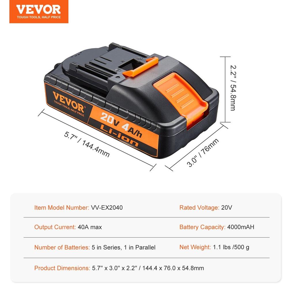 20V 4Ah Lithium Battery Pack Replacement for 20V Power Tools Battery