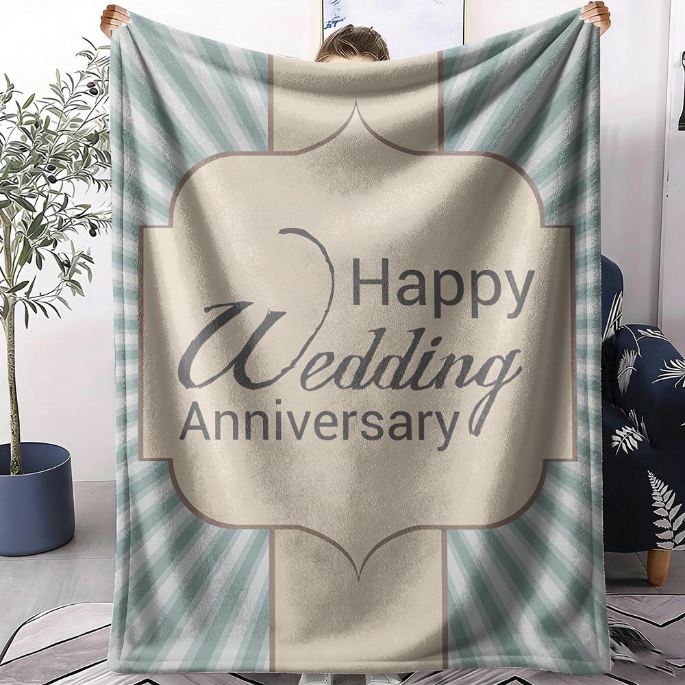 Happy Anniversary Throw Soft Flannel AC Blanket Lightweight Summer Nap Throw Cozy  Blanket for Sofa Bed Travel Home