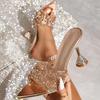 Fashion Eilyken Summer PVC Transparent Pointed Toe Slippers Sandals Women Fashion Bling Crystal Diamond High Heels Party Shoes