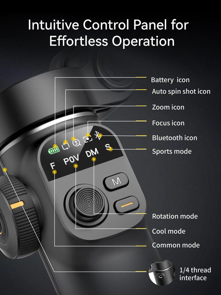 AOCHUAN Smart X2 Gimbal Stabilizer for iPhone Gimbal with Extension Portable Gimbal Stabilizer with OLED Display for Perfect for and Vlogging Black