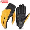Men Women Leather Motorcycle Gloves Breathable Perforated Riding Touchscreen Compatible Anti-Slip