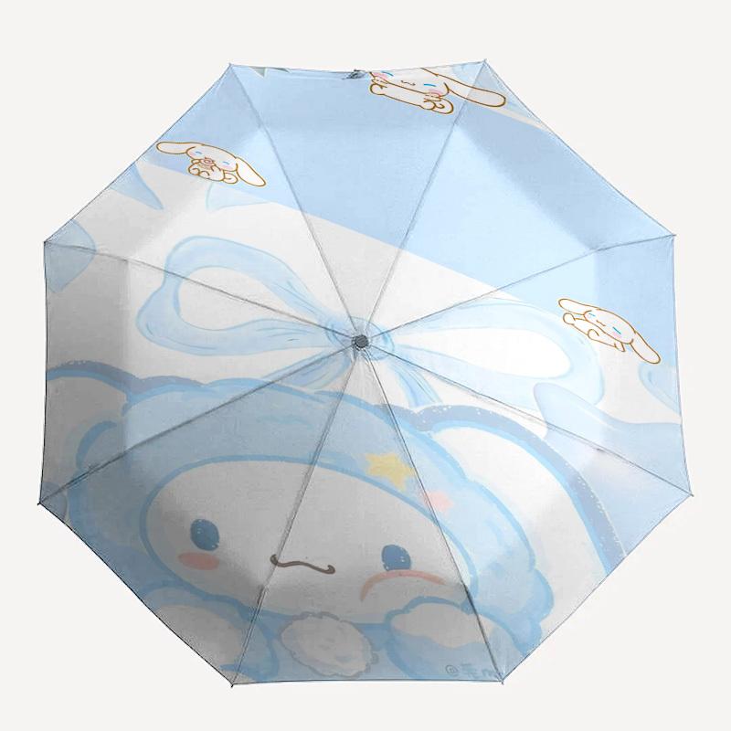 1pc Clouds Bunny umbrella automatic open/close, 8-Rib Durable Frame, Compact Folding Design, Ideal Birthday/Holiday Gift e1126A