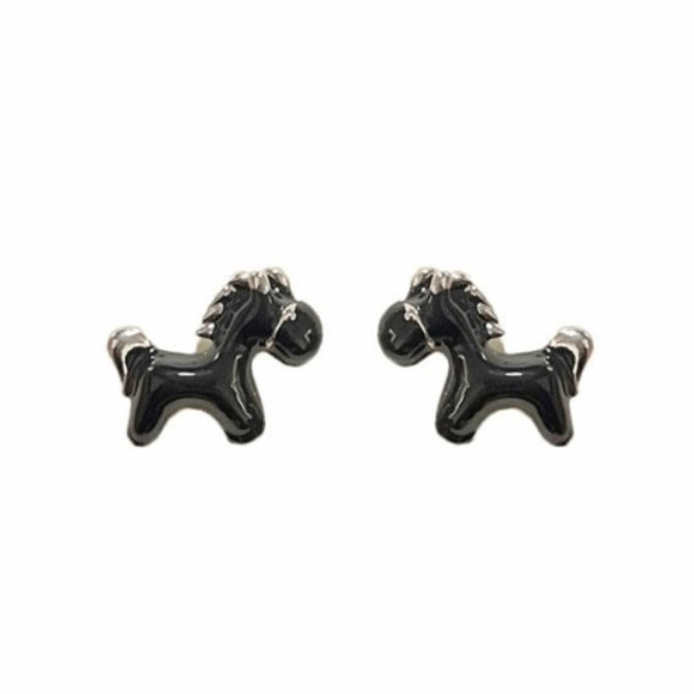 

Zinc Zinc Alloy Horse Stud Earrings Fashion Red Drop Earrings Light Luxury New Year Pony Earrings Girls чёрный