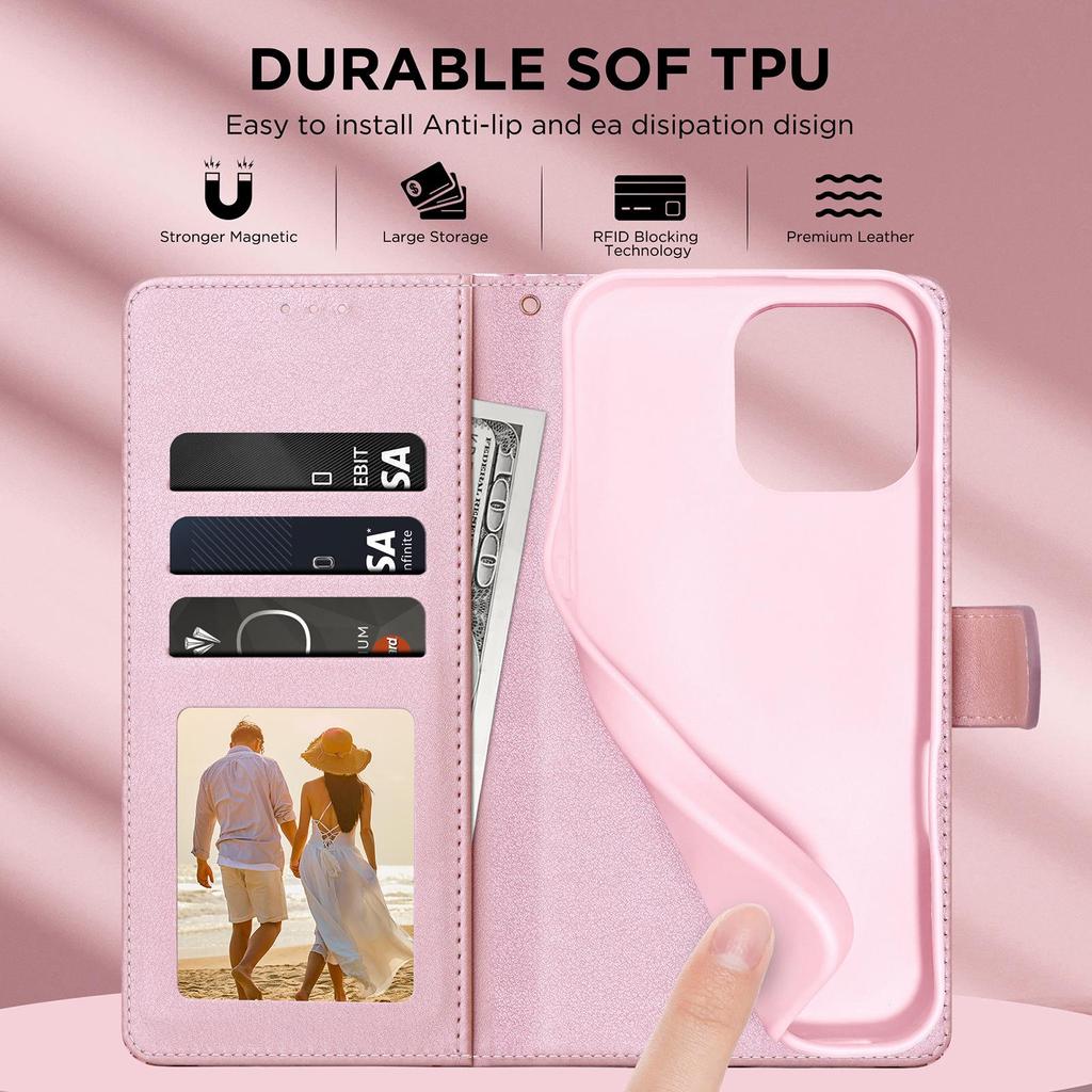Apple 17Pro/16E Marble Patchwork Leather Case with Card Slot for iPhone Air