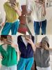 Women's Batwing Sleeve Hooded Knit Vest with Zipper – Short Loose Cardigan Sweater.