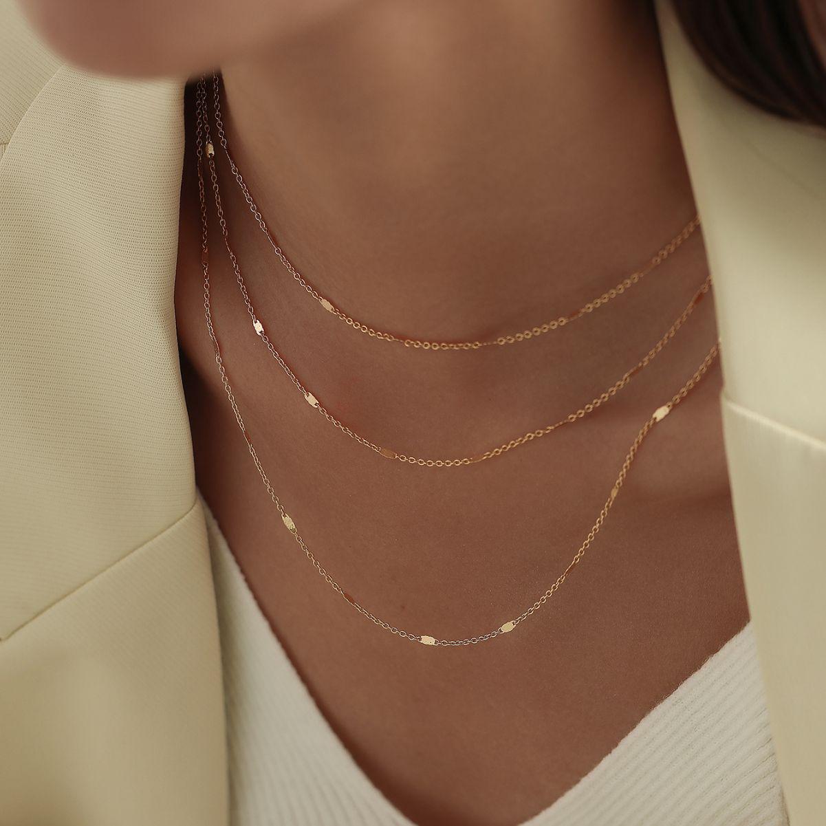 

Stylish Layered Minimalist Reflective Chain Necklace for Women
