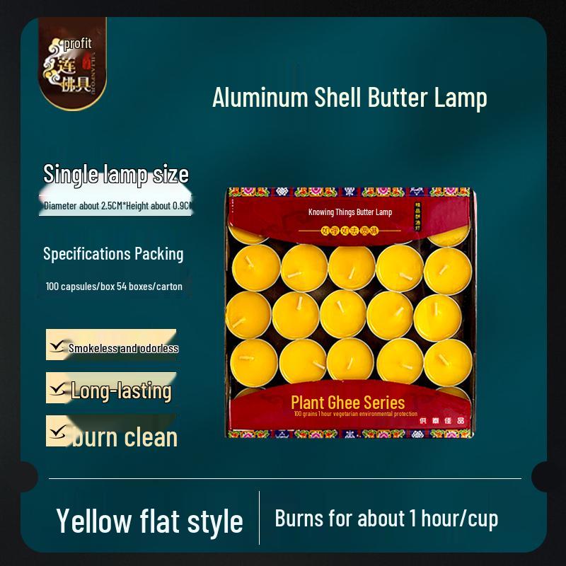 100-Piece Pack of Smokeless 4-Hour Butter Lamps - Scented Buddhist Offering Candles