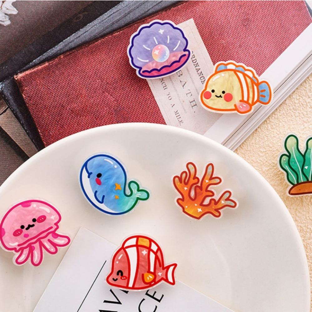 Coral Jellyfish Hair Clips Conch Animal Duckbill Clip Elegant Ocean Fish Hairpin  Female/Children