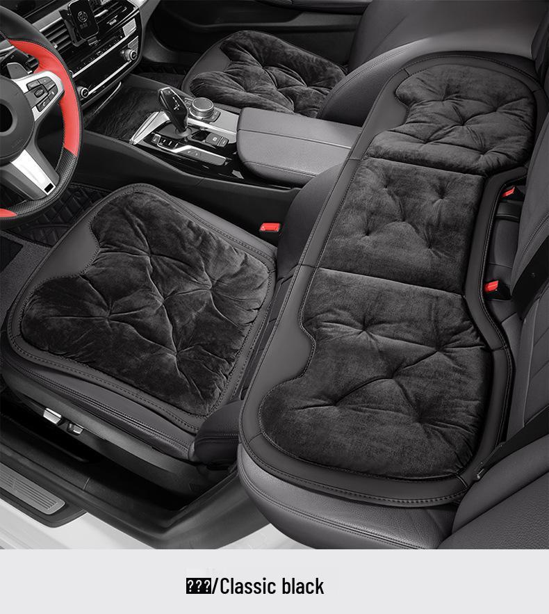 Plush Car Seat Cushion with Backrest - Thickened for Autumn/Winter Warmth