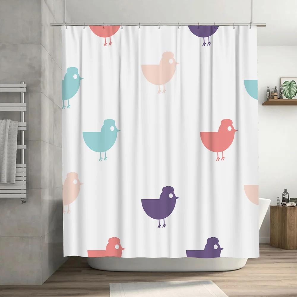 New Fashion Shower Curtain Home Decoration Waterproof Polyester Birds Printed Bathroom Accessories