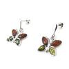 Les Trésors De Lily [N2151] – Silberne „Butterflies“-Ohrringe, Cognac-Bernstein und Grün (rhodiniert) – 25 x 16 mm